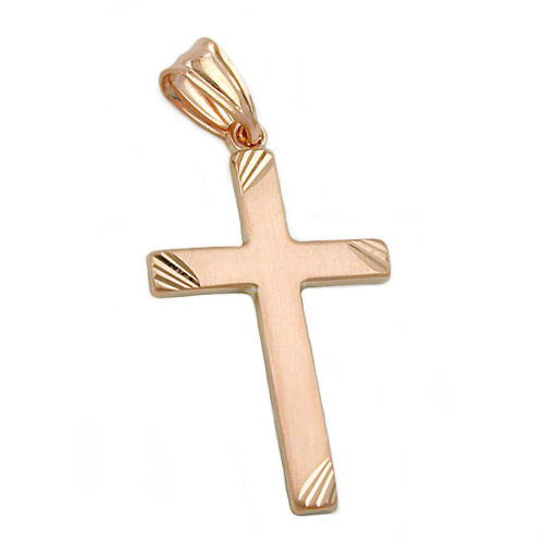 Anhänger Kreuz matt-diam 9Kt Rotgold