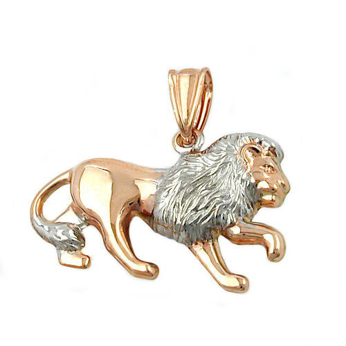 Anhänger Löwe bicolor 9Kt Rotgold