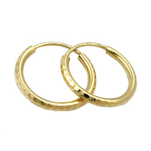 Creolen 15mm diamantiert Gold 585