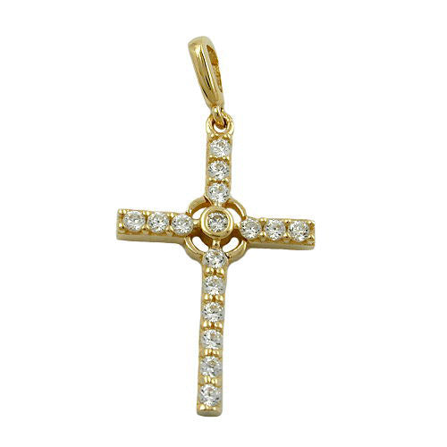 Anhänger Kreuz mit Zirkonia Gold 375
