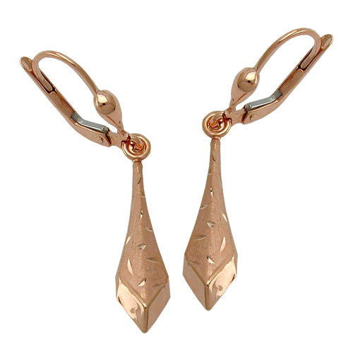 Ohrringe Brisur matt diamantiert 9Kt Rotgold