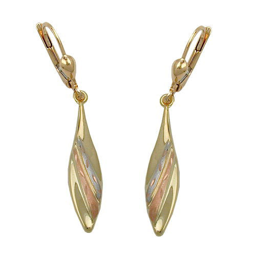 Ohrringe Brisur tricolor teilmattiert Gold 375