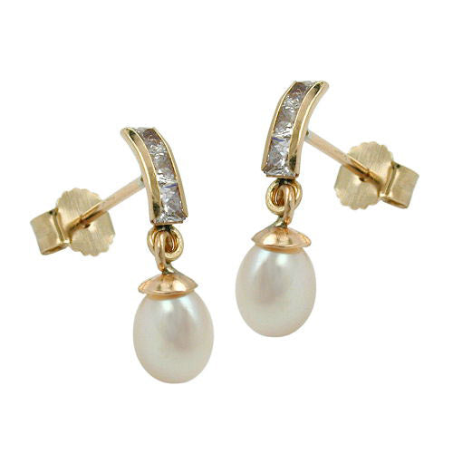 Ohrstecker mit Perle Zirkonia Gold 375