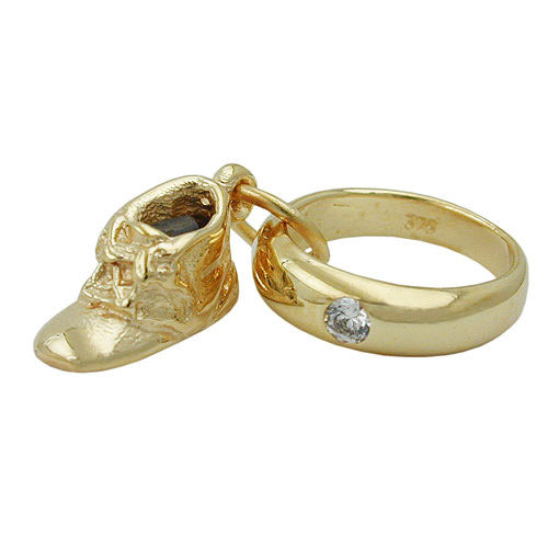 Anhänger Taufring Babyschuh Gold 375