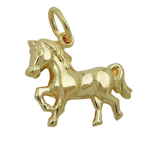 Anhänger Pferd glänzend Gold 375