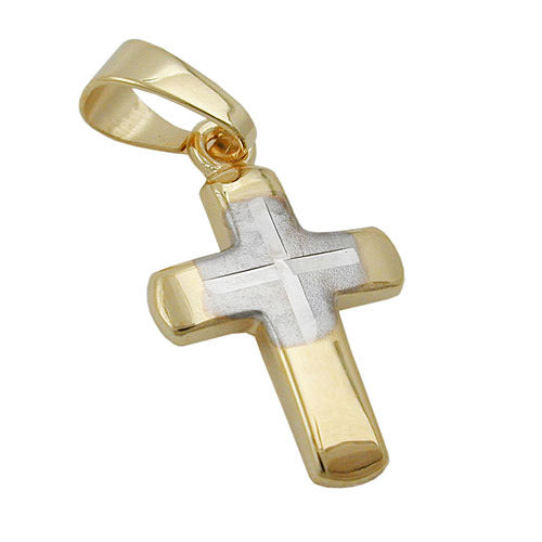 Anhänger Kreuz bicolor Gold 375