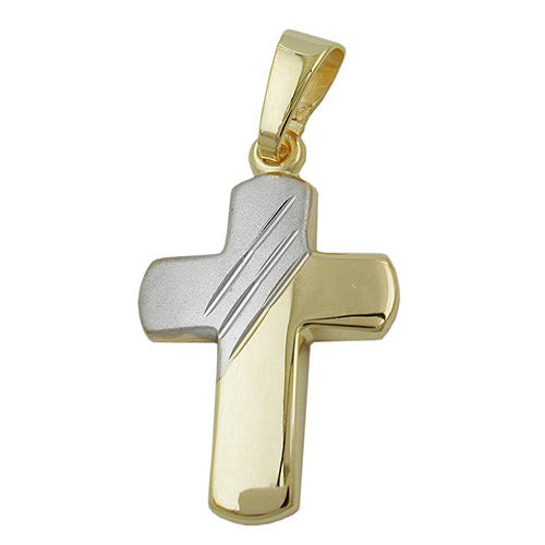 Anhänger Kreuz bicolor Gold 375