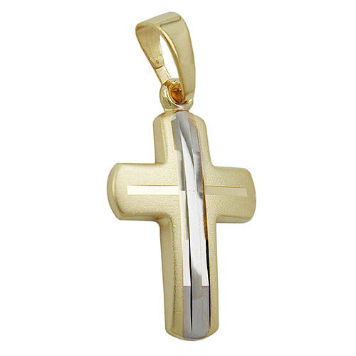 Anhänger Kreuz bicolor Gold 375