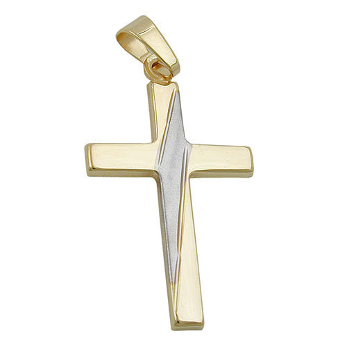 Anhänger Kreuz bicolor Gold 375