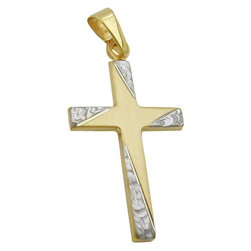 Anhänger Kreuz bicolor Gold 375