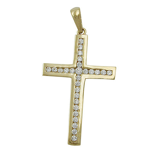 Anhänger Kreuz Zirkonia Gold 375