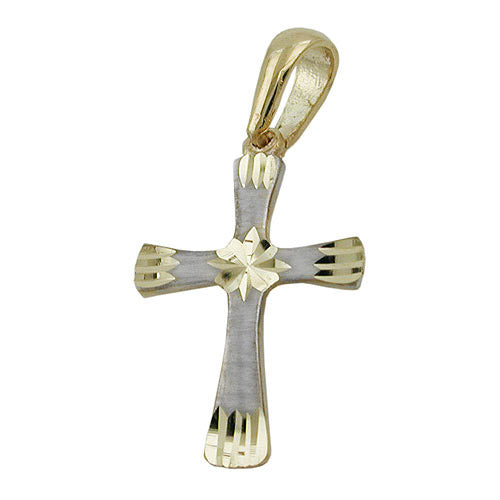 Anhänger Kreuz bicolor Gold 375