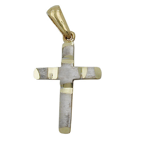 Anhänger Kreuz bicolor Gold 375