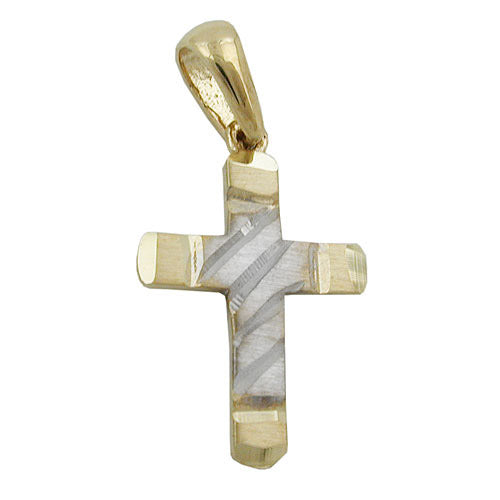 Anhänger Kreuz bicolor Gold 375