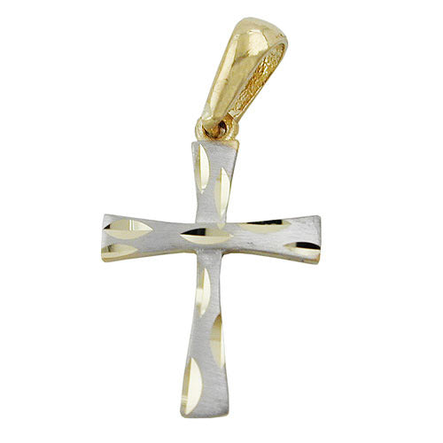 Anhänger Kreuz bicolor Gold 375