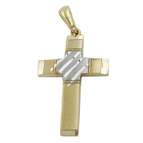 Anhänger Kreuz bicolor Gold 375