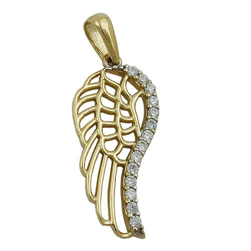 Anhänger Engelsflügel Zirkonia Gold 375