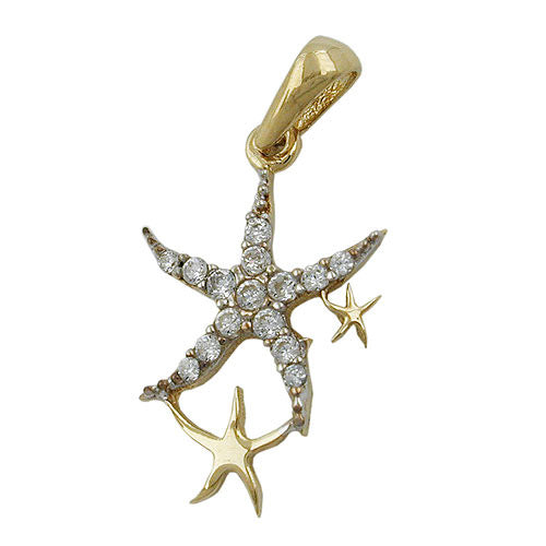 Anhänger Seesterne Zirkonia Gold 375