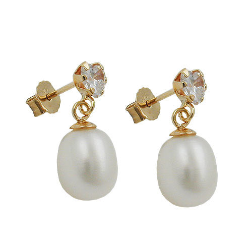 Ohrstecker mit Perle Zirkonia Gold 375