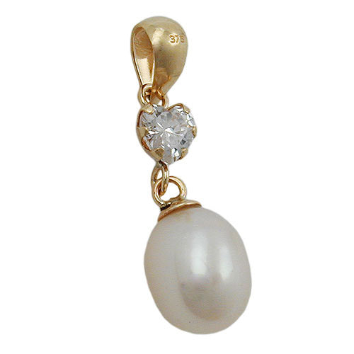 Anhänger mit Perle Zirkonia Gold 375