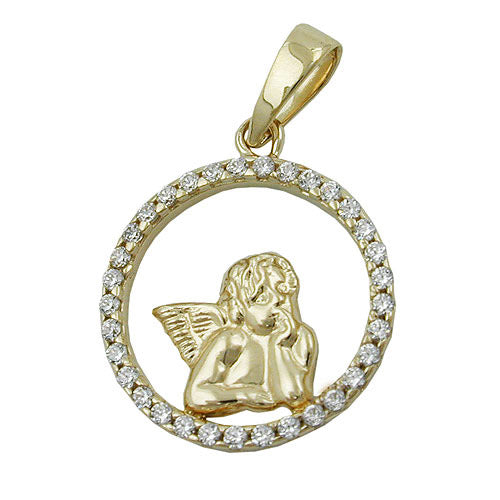 Anhänger Engelmotiv Zirkonia Gold 375