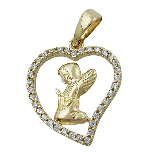 Anhänger Engel im Herz Zirkonia Gold 375