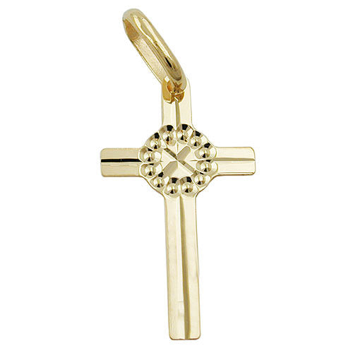 Anhänger Kreuz glänzend Gold 375