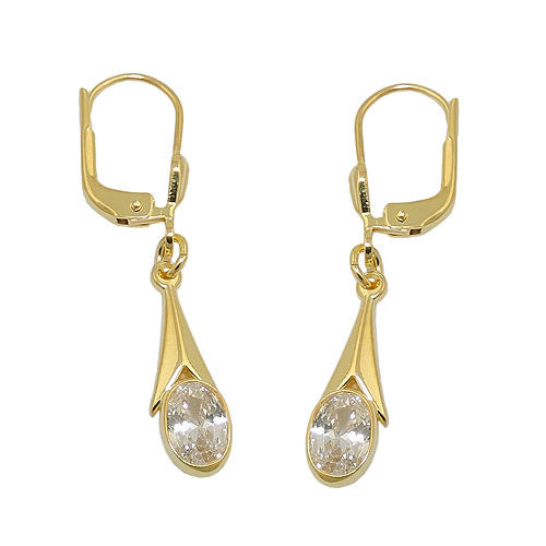 Ohrringe Brisur Zirkonia weiß oval Gold 333