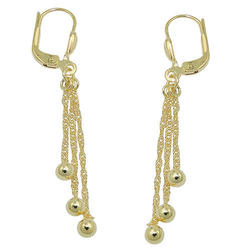 Ohrringe Brisur 3 Kettchen mit Kugel Gold 333