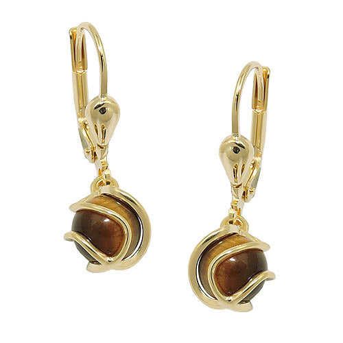 Ohrringe Brisur Perle Tigerauge Gold 333