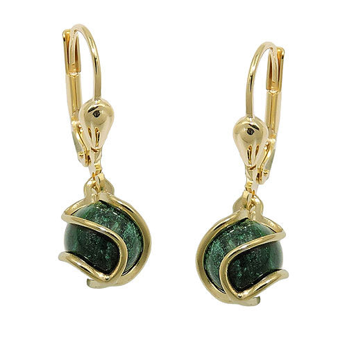 Ohrringe Brisur Perle Malachit Gold 333