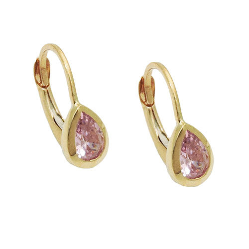 Ohrringe Brisur Tropfen pink fest Gold 375