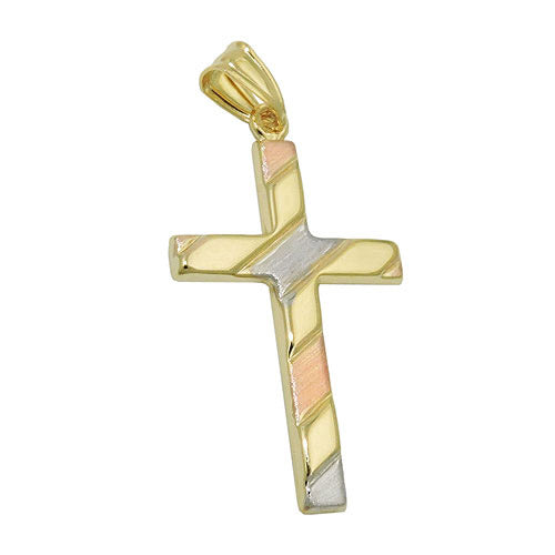 Anhänger Kreuz tricolor Gold 375