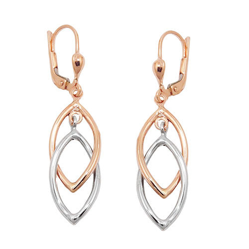 Ohrringe Brisur 2 Ovale bicolor 9Kt Rotgold