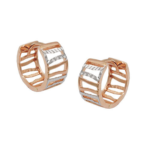 Creolen bicolor Streben diamantiert 9Kt Rotgold