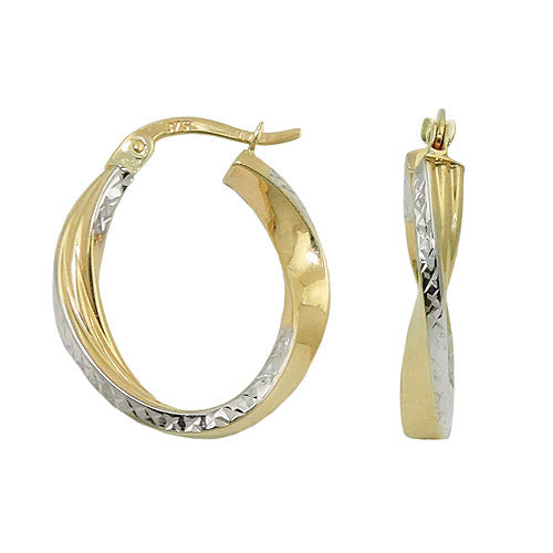 Creolen bicolor diamantiert Gold 375