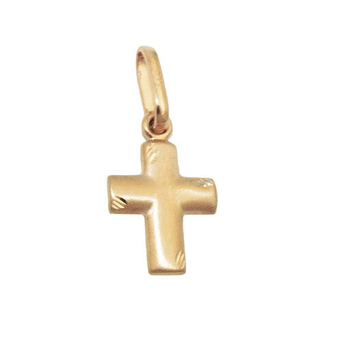 Anhänger Kreuz matt-diamantiert Gold 375