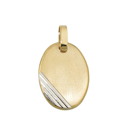 Anhänger Gravurplatte oval bicolor Gold 375