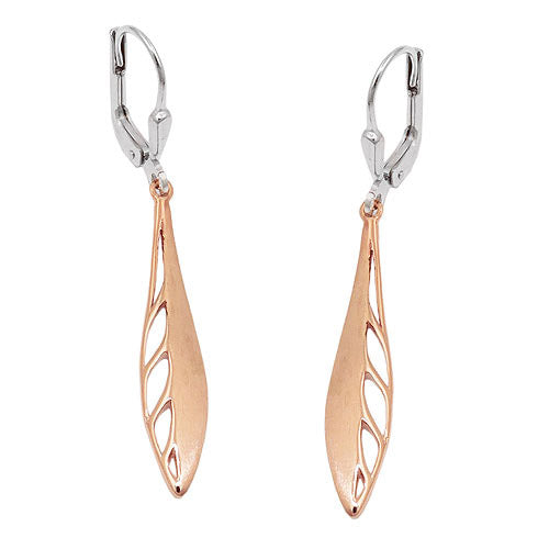 Ohrringe Brisur bicolor matt 14Kt Rotgold