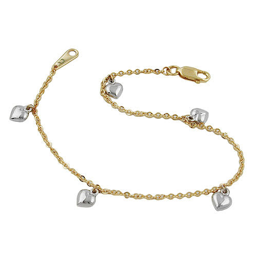 Armband Ankerkette mit Herzen Gold 375