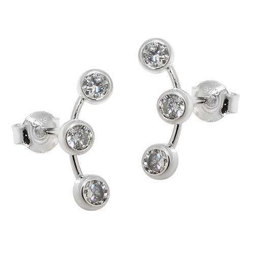 Ohrstecker je 3x Zirkonia Silber 925