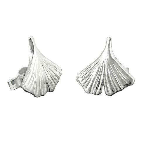 Ohrstecker 12mm Ginkgoblatt glänzend Silber 925