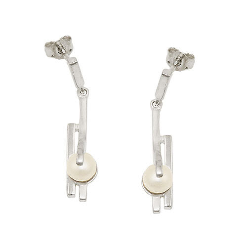 Ohrstecker Perle 5 SWZP matt-glänzend 925