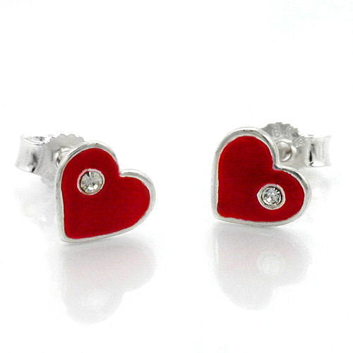 Ohrstecker Herz rot-kristall Silber 925