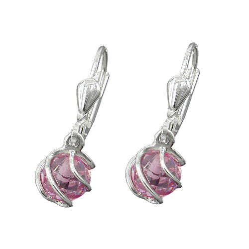 Ohrringe Brisur Zirkonia pink Silber 925