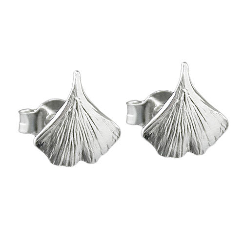 Ohrstecker 9mm Ginkgoblatt glänzend Silber 925