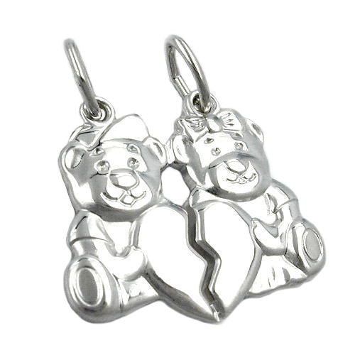 Anhänger 2 Bärchen mit Herz Silber 925