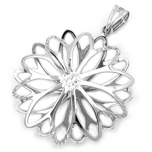 Anhänger Blume rhodiniert Silber 925