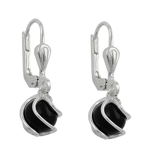 Ohrringe Brisur mit Onyx-Kugel 6mm Silber 925