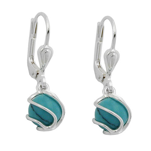 Ohrringe Brisur synthetischer Türkis Silber 925